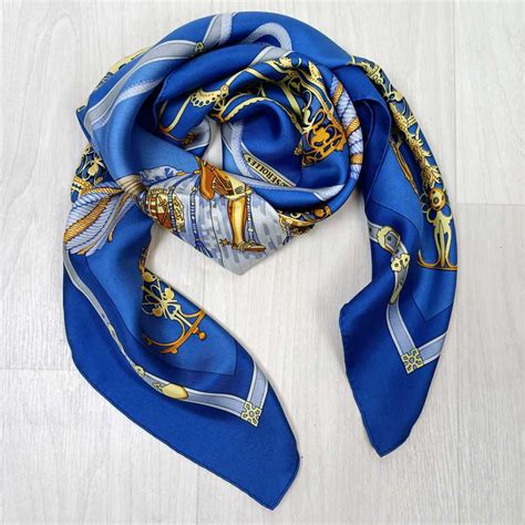 Foulard Hermès in Seta Blu 